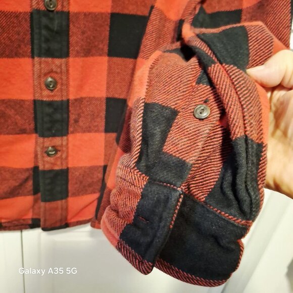 American Eagle Mens XL Red & Black Buffalo Plaid Flannel Shirt Shacket Durable O - Picture 2 of 7